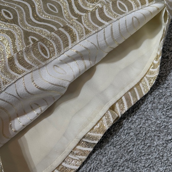 Tory Burch Shiny Gold Metallic Lume Ivory Silk Sleeveless Shift Dress. - Picture 8 of 12